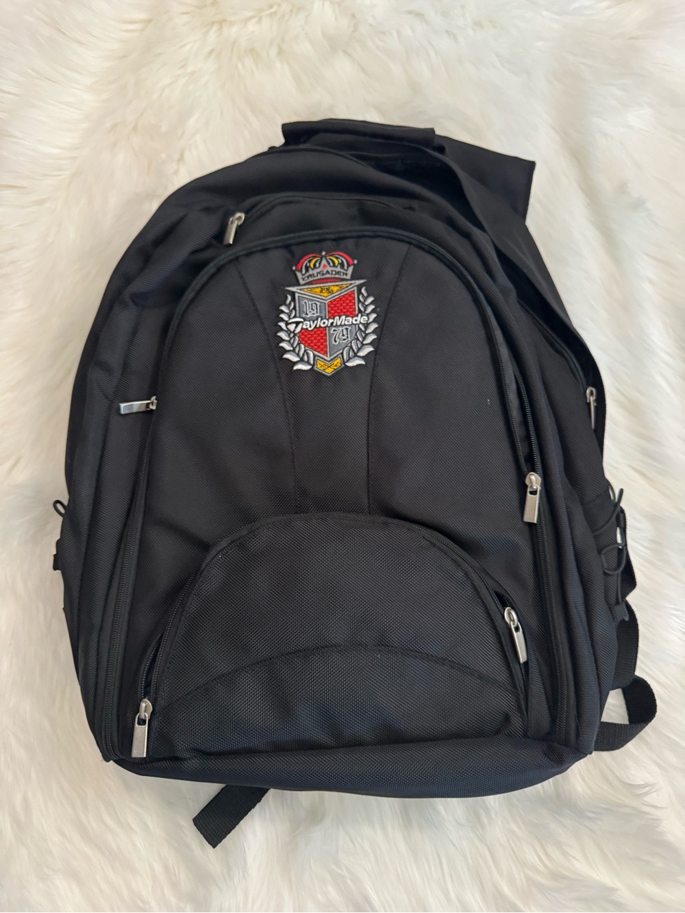 TaylorMade Black Golf Krusader Crest Commuter Travel Laptop Backpack EUC